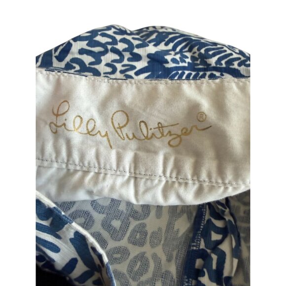 LILLY PULITZER Blue White Animal Print 10" Chipper Shorts Size 8 - Picture 6 of 7